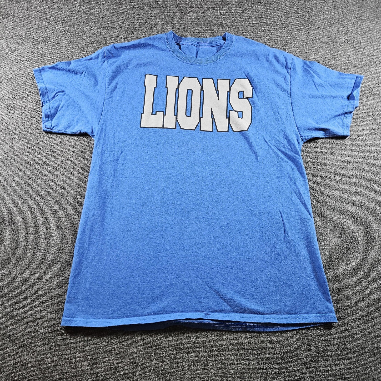 Detroit Lions Shirt Mens Large Blue  Graphic Tee Sports Short Sleeve Game