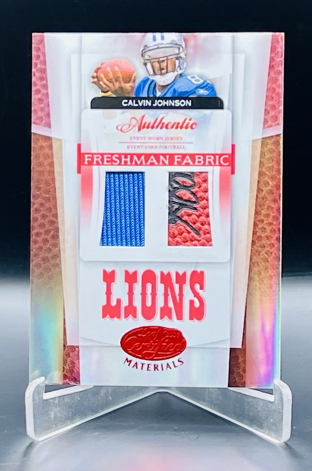 2007 Leaf Certified Materials Mirror Red #165/250 Calvin Johnson Freshman Fabric