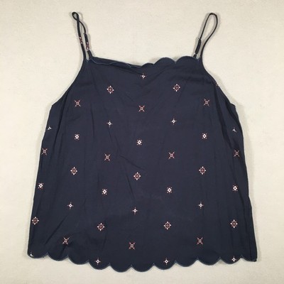Ariat Presley Tank Top Womens Large Navy Scalloped Western Shirt Rodeo Cowgirl