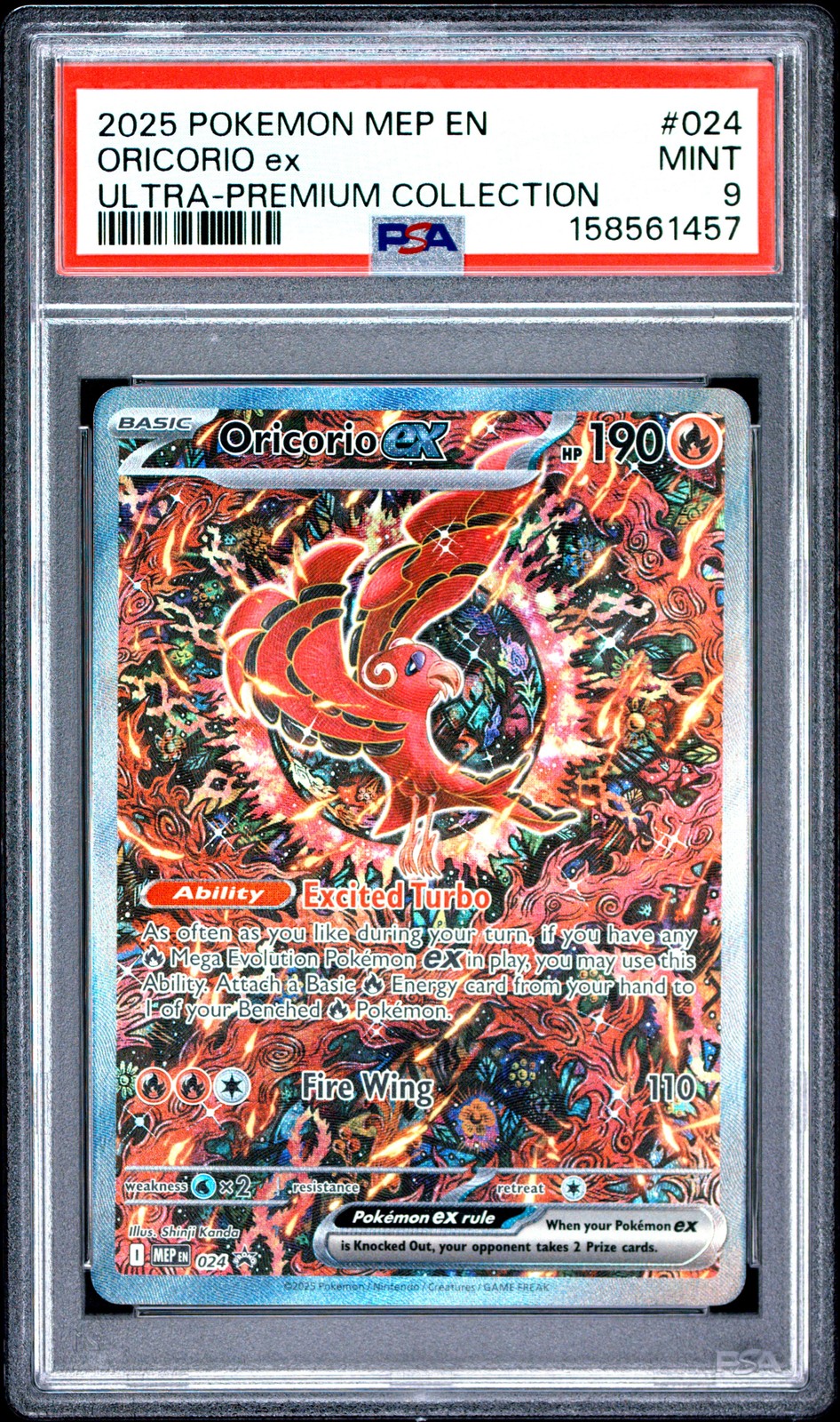 2025 POKEMON MEP EN-ME BLACK STAR PROMO #024 ORICORIO EX PSA 9