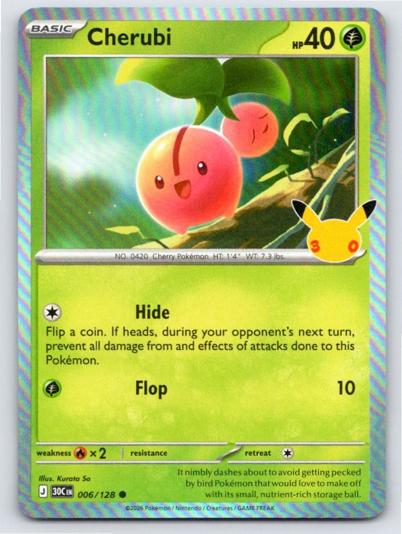 2026 POKEMON ME: 30TH CELEBRATION CHERUBI 006/128 HOLO C NM A97431 FREE S&H