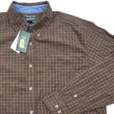 NWT Woolrich Brown Plaid Button Down Shirt Cotton Long Sleeve Mens XL