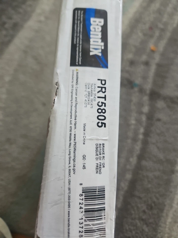 Rotor de freno de disco Bendix PRT5805 BENDIX para 06-14 Mazda MX-5 Miata Foto 4 de 4