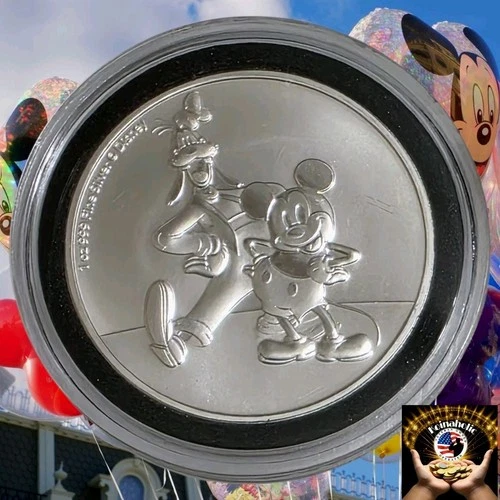 2021 Niue Disney Mickey & Goofy 1 Oz  .999 FINE Silver Round + BONUS!