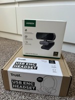 UGREEN 2K Webcam + Trust USB Headset Bundle Mic for Zoom Teams PC NEW