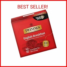 Twinings English Breakfast Black Tea, 100 Individually Wrapped Tea Bags, Smooth,