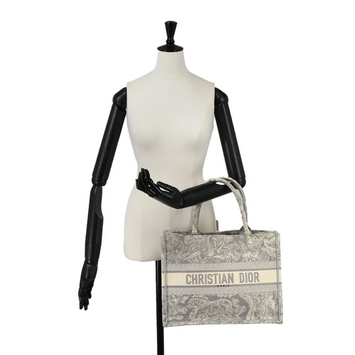AUTH CHRISTIAN DIOR BOOK TOTE BAG MEDIUM TOILE DE JOUY WHITE M1296ZTDT F/S