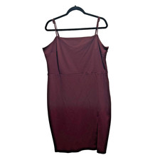 Express Plus Size XL Form Fitting Spaghetti Strap Thigh Slit in Maroon
