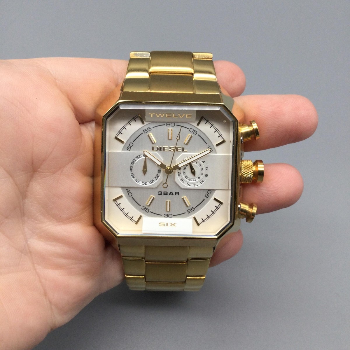Diesel Cliffhanger Mens Watch 40mm Gold Tone Stainless DZ-8118 New