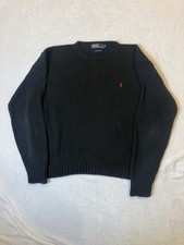 VTG Polo Ralph Lauren Black Knit Crewneck Sweater Size XL