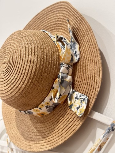 Joie Boho Floral Print Ruffled Dress & Sun Hat Yellow Blue Sz 7 Country Cottage - Picture 3 of 11