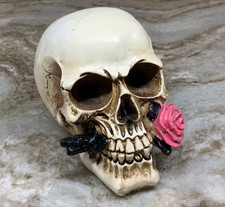 Halloween Decor Scary Skull And Rose. Resin. New.
