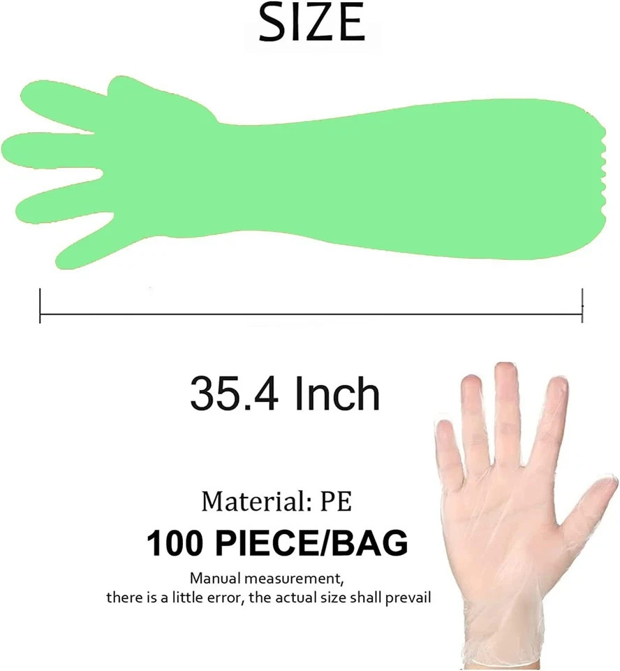 100 Pcs Extra Long Disposable, Field Dressing Gloves for, Gutting Field Dressing