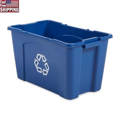 Stackable Recycling Bin Durable Easy Clean Handles Indoor Outdoor Use 18 Gal