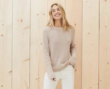 Jenni kayne 100% cotton fisherman sweater crewneck oatmeal Size Small