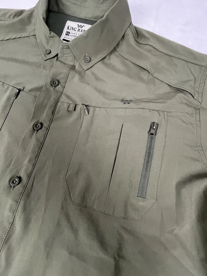 Camisa King Ranch Verde Elite Ventilada Pesca Manga Larga Botón Para Hombre Talla XL Foto 2 de 4