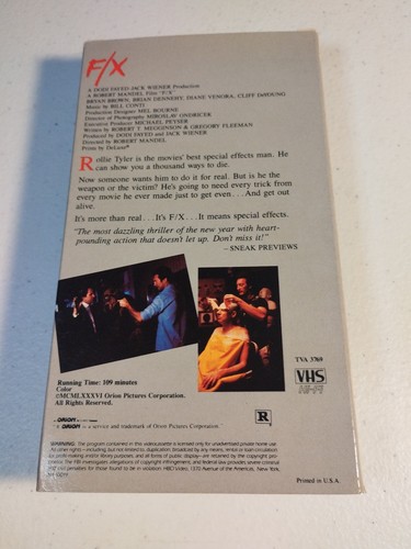 F/X (1986) VHS - HBO Home Video - Preowned - Tested/working - Picture 3 of 7