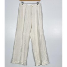 Lauren Ralph Lauren Pants Womens Medium White Linen Wide Leg Lined Quiet Luxury