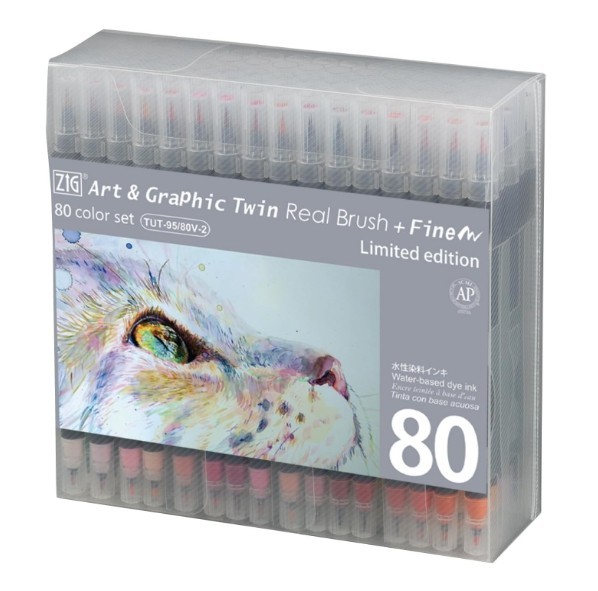 Kuretake Art & Graphic Twin: 80-Color Set RB+F Professional 