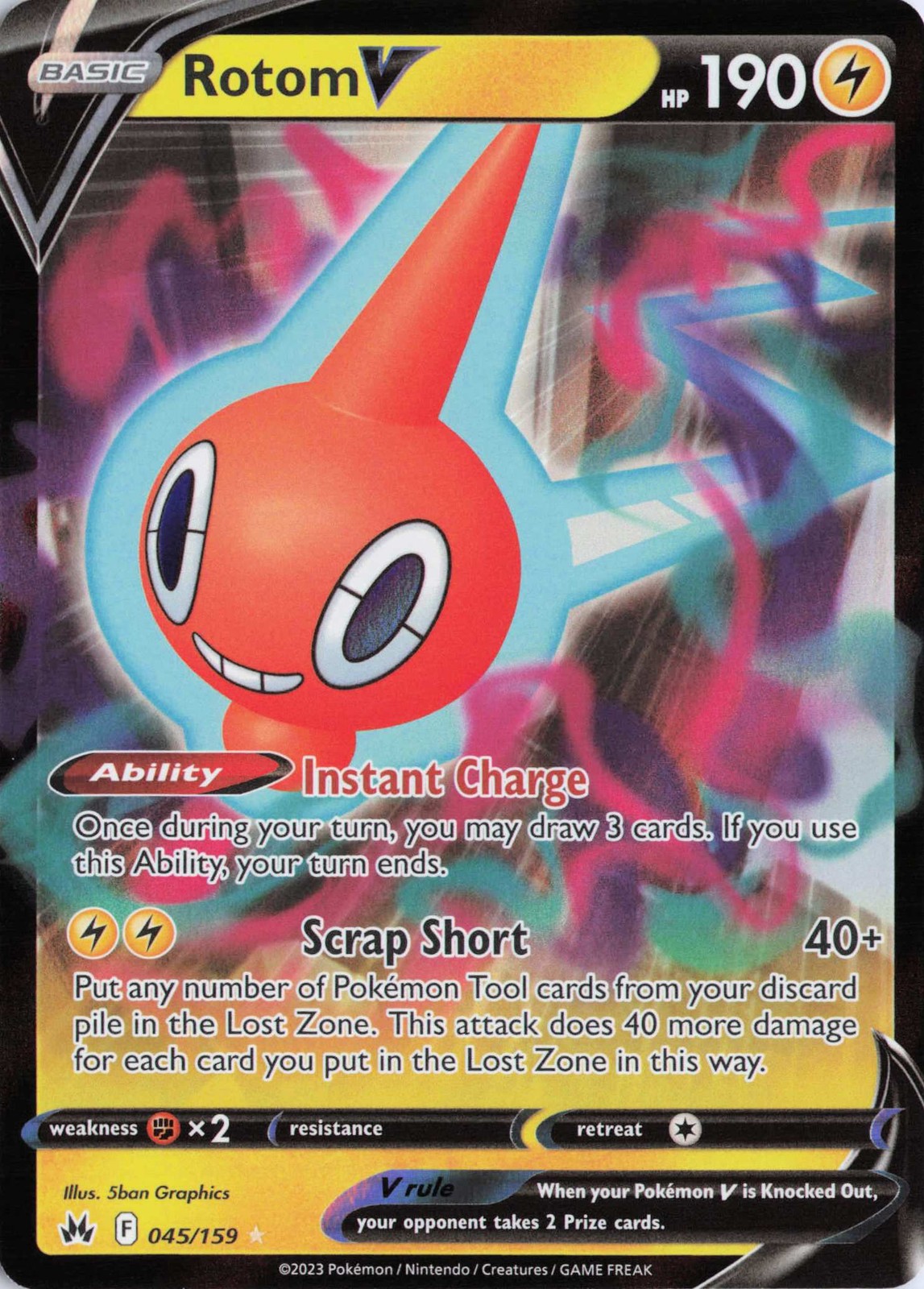 Rotom V (045/159), Crown Zenith, Holo, Ultra Rare - NM
