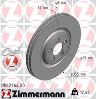 2X Bremsscheibe Coat Z Zimmermann 290.2264.20 FüR Jaguar XF Type XK XJ X250 1 2