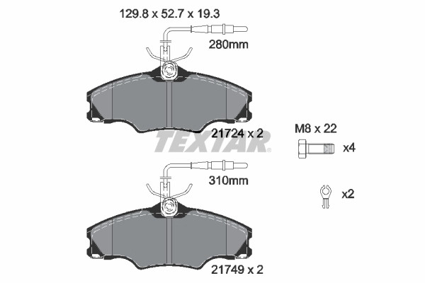 Plaquettes de frein Textar 2172402 sans poussière noire pour OE 425131