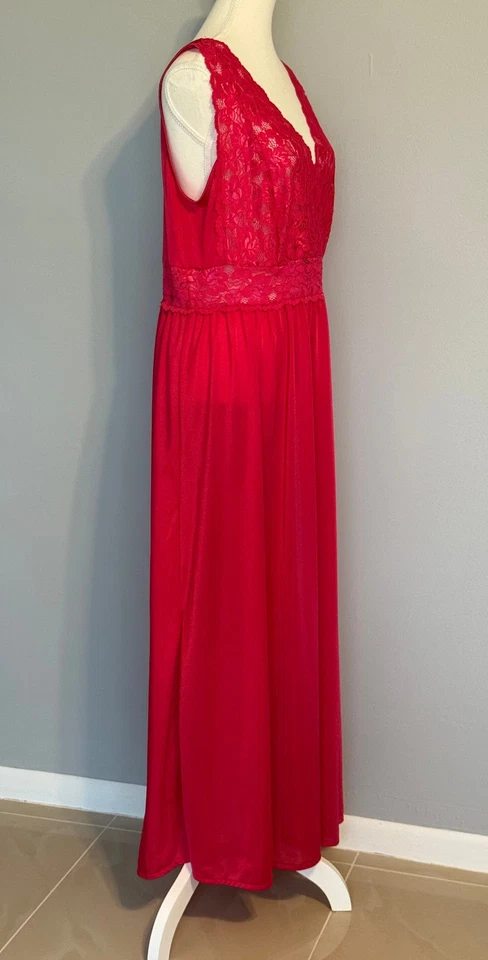 CAMISÓN MUJER SOLO NECESIDADES. TALLA: L (18/20) ENCAJE ROJO LARGO SIN MANGAS Foto 4 de 4