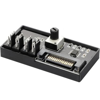 4 Pin PWM Fan Controller Hub SATA Power 12V 60W Adjustable Speed Knob PC Cooling