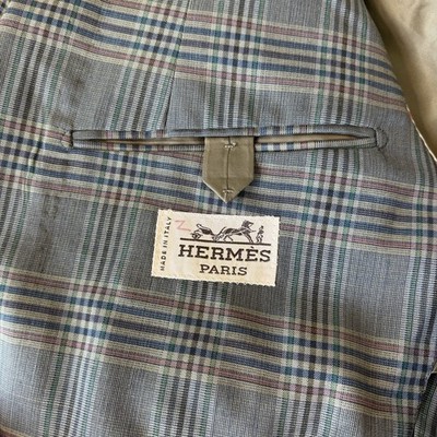 HERMES Paris Blazer Glen Plaid Wool Single Breasted Men's US Size 44 Italy