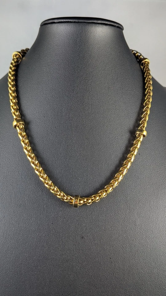 Collar de cadena en tono dorado firmado por Ralph Lauren cierre de perno de palanca trenzado Foto 4 de 4