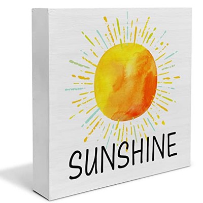 Sunshine Wooden Box Sign Summer Sun Wood Box Sign Art Blocks Desk Decor Rustic 