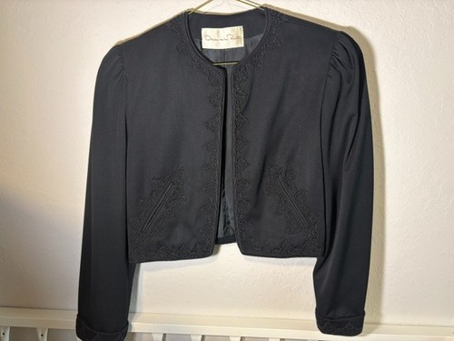 Vintage Oscar de la Renta Women's Black Cropped Blazer, sz. 8