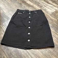 Vintage Calvin Klein Blue Denim Pleate Skirt Sz 10 Pockets