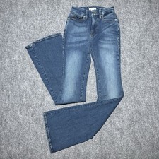 Good American Good Legs Flare Blue Jeans Mid Rise Women 00/24 GLFH873TE 22x33