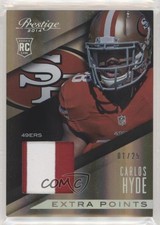 2014 Prestige Extra Points Holo Silver Prime 1/25 Carlos Hyde Jumbo Patch 2r7