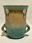 1931 Vintage Roseville Pottery Monticello Double Handle Art Deco Vase