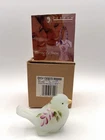 Vtg Fenton White Satin Art Glass Song Bird Hand Painted  Artist Signed Floral