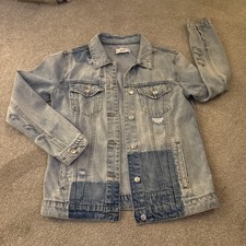 Mango Light Blue distressed  Denim Jacket Size S