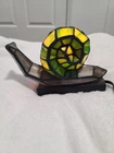 Snail Accent Desk Lamp Nightlight Rare Abstract Stained Glass Tiffany Style Vtg.