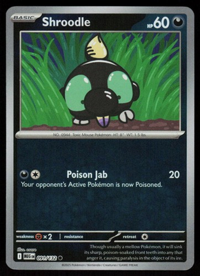 #ad #ad Shroodle 091 132 Common Mega Evolution Pokemon Reverse Holo Near Mint $0.99