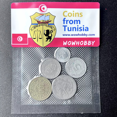 Unique Coin Collection: 5 Random Coins from Tunisia 🇹🇳