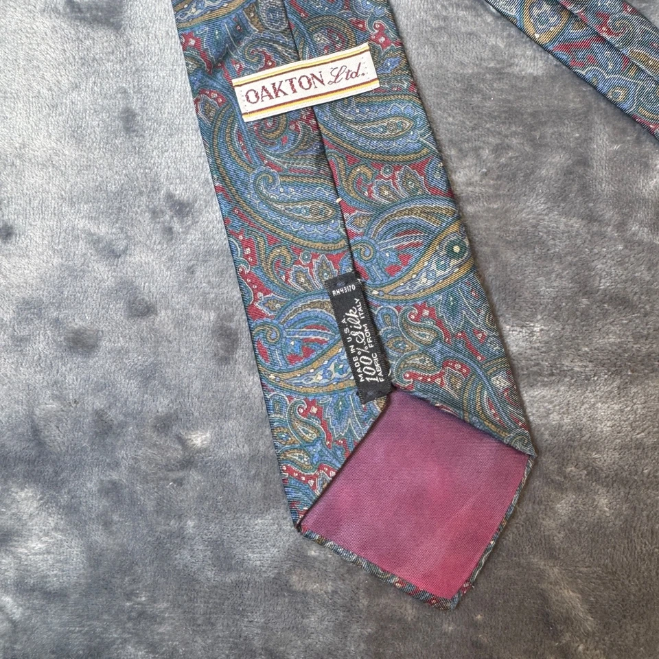 Corbata Oakton Ltd. 100 % seda para hombre clásica patrón cachemir - multicolor vintage Foto 4 de 4