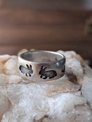 ༺ Vintage Sterling Silver ༻ Signed Peter Stone Rabbit Ring .925 Size 7