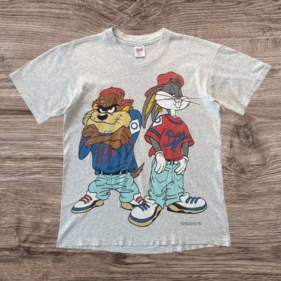 Vintage 90s Looney Tunes Bugs Taz Kriss Kross T-Shirt Rap USA Made Anvil Tag