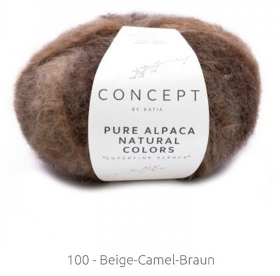Wolle, Alpaka ( 93%Alpaka/7%Polyamid), 50g/100m, Naturtöne, NS 7-8, stricken