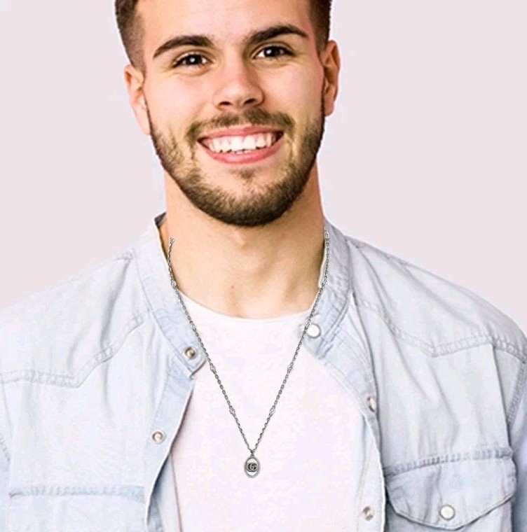 Gucci Sterling Aged Silver GG Marmont Pendant Chain Necklace Unisex V-DAY RARE thumbnail 5