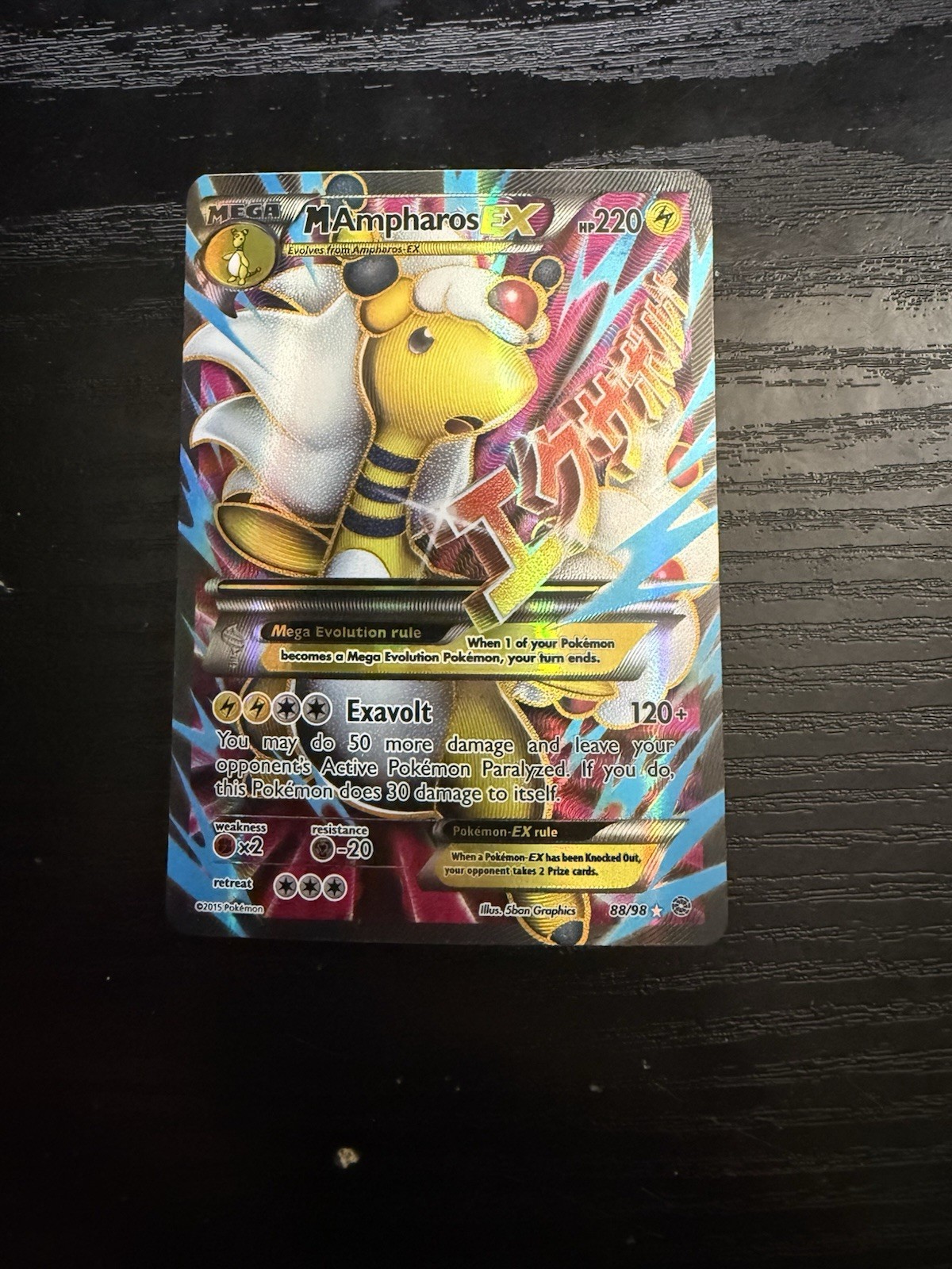 M Ampharos EX Holo Card 88/98 Ancient Origins Series