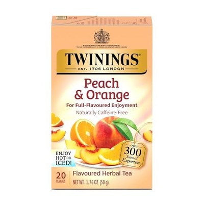 Twinings Peach & Orange Herbal Tea, 20 Individually Wrapped Bags