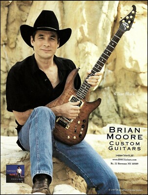 Clint Black + Gary Cook 1997 Brian Moore Custom Guitar advertisement ad print