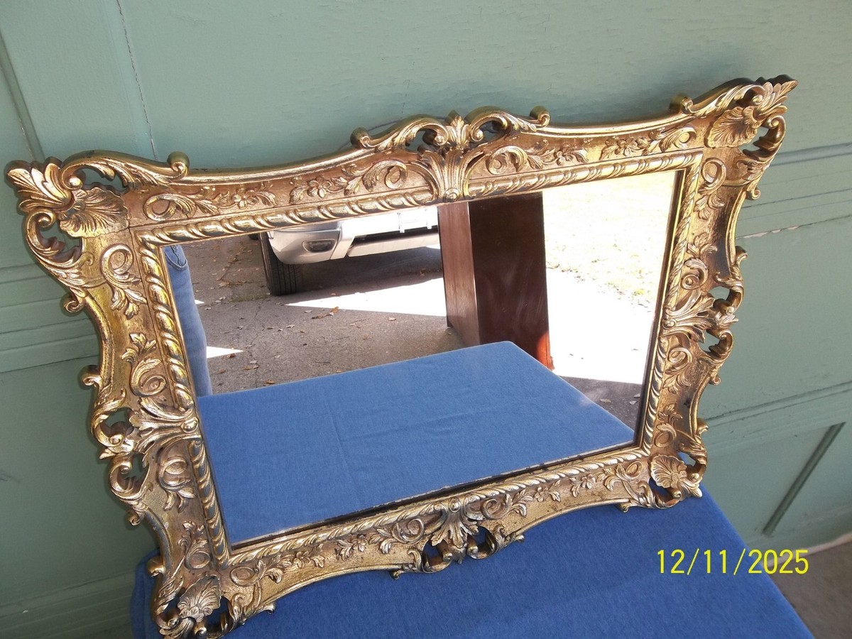 wall mirror / 昭和レトロ HTF 1980 Syroco 2107 Ornate Hollywood Regency Gold Wall
